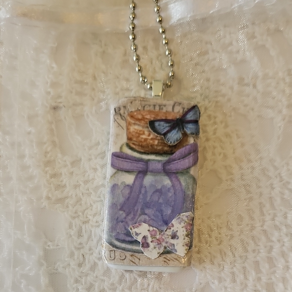 Handcrafted Altered Domino Necklace